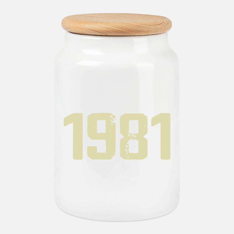 Jubilee 1981 - Cookie Jar with Wooden Lid - white