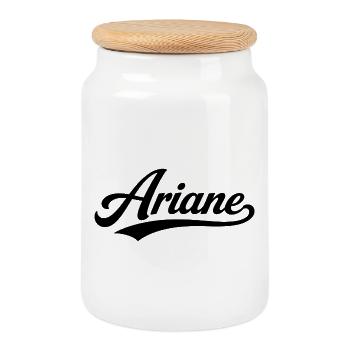 Ariane name first last family gifts - Cookie Jar with Wooden Lid - white - Front