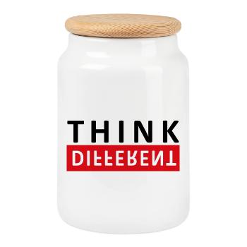 Think Different - Keksdose mit Holzdeckel - Weiß - Vorne