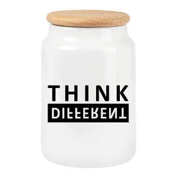 Think Different - Keksdose mit Holzdeckel - Weiß - Vorne