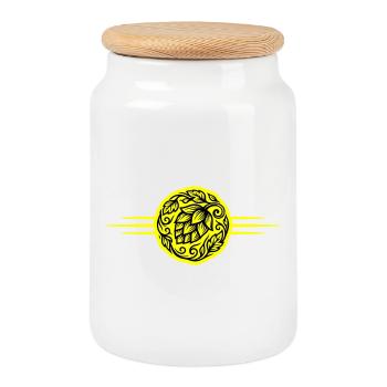 Symbole du houblon - Boîte à biscuits avec couvercle en bois - blanc - Devant