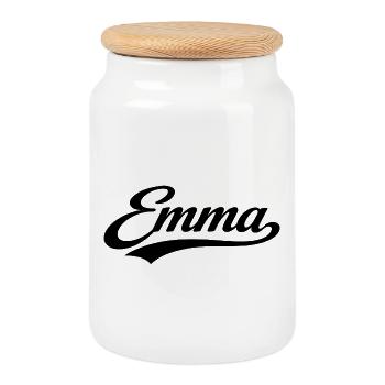 Emma name first last family gifts  - Cookie Jar with Wooden Lid - white - Front