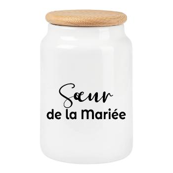 Sœur de la mariée - Boîte à biscuits avec couvercle en bois - blanc - Devant