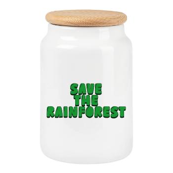 save the rainforest - Keksdose mit Holzdeckel - Weiß - Vorne