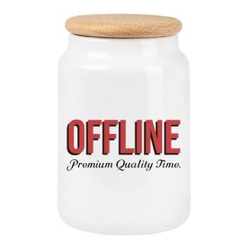 Offline Premium Quality Time Retro - Keksdose mit Holzdeckel - Weiß - Vorne