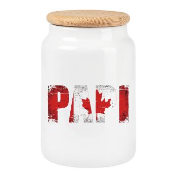 Papi Kanada Flagge Vintage Papa - Keksdose mit Holzdeckel - Weiß - Vorne
