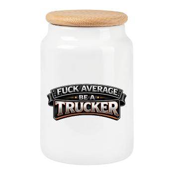 Fier camionneur – passion sur la route - Boîte à biscuits avec couvercle en bois - blanc - Devant