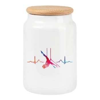 Aerialist Hearbeat EKG Cloud Swing Trapez - Keksdose mit Holzdeckel - Weiß - Vorne