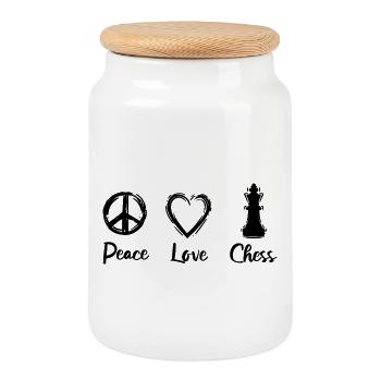 chess motivation - Cookie Jar with Wooden Lid - white - Front