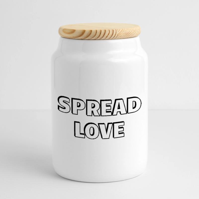 Diffuser l’amour Gros Noir Blanc Typographie Boîte à biscuits avec couvercle en bois
