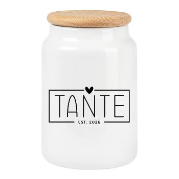 Aunt Est. 2026 - Cookie Jar with Wooden Lid - white - Front