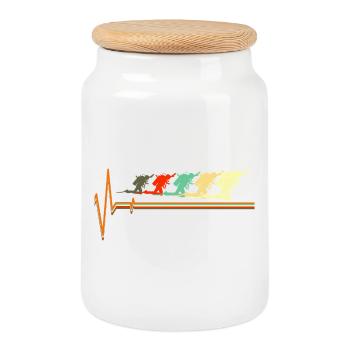 Retro Scuba Diving Heartbeat Pulse Vintage Diver - Cookie Jar with Wooden Lid - white - Front