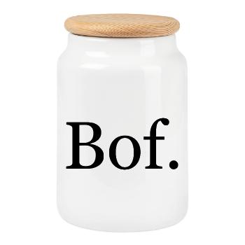 T-shirt “Bof.” – humour français minimaliste - Boîte à biscuits avec couvercle en bois - blanc - Devant