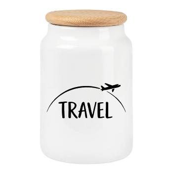 Voyager - Boîte à biscuits avec couvercle en bois - blanc - Devant