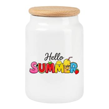 Hallo Sommer-Frutti-Briefe - Keksdose mit Holzdeckel - Weiß - Vorne
