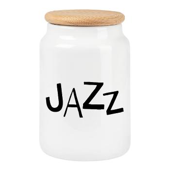 Conception de logo typographique de la musique jazz - Boîte à biscuits avec couvercle en bois - blanc - Devant