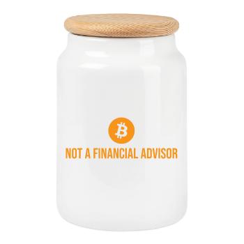 Pas conseiller financier Crypto Bitcoin Sarcasme - Boîte à biscuits avec couvercle en bois - blanc - Devant