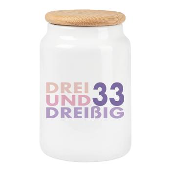 33. Geburtstag Geschenk Mann Frau - Keksdose mit Holzdeckel - Weiß - Vorne
