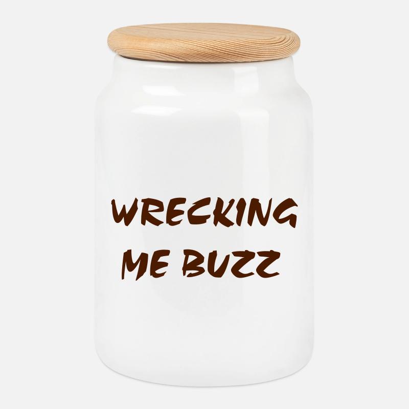 Ich zerstöre mich, Buzz - Keksdose mit Holzdeckel - Weiß