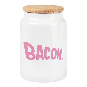 Bacon, bacon, nourriture drôle, viande, gourmet - Boîte à biscuits avec couvercle en bois - blanc - Devant