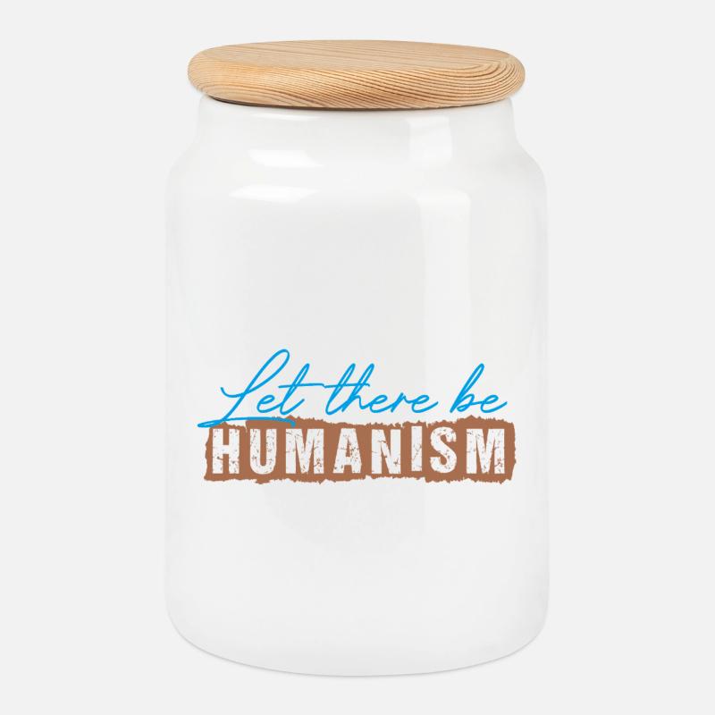 Let There Be Humanism - Keksdose mit Holzdeckel - Weiß