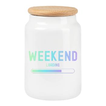Weekend loading Weekend and leisure - Cookie Jar with Wooden Lid - white - Front