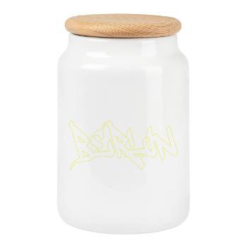 Berlin Graffiti Brown Lettering - Cookie Jar with Wooden Lid - white - Front