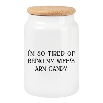 Mariage drôle de mari, humour sarcastique de la femme - Boîte à biscuits avec couvercle en bois - blanc - Devant
