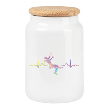 Boulderer heartbeat Bouldering Bouldering - Cookie Jar with Wooden Lid - white - Front