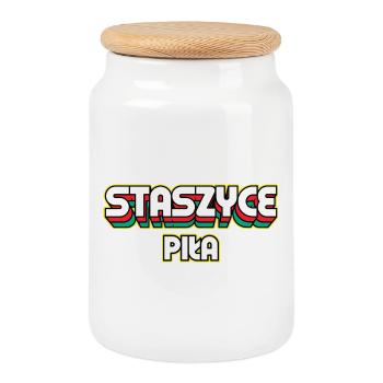 Staszyce Piła. Nom du district rétro - Boîte à biscuits avec couvercle en bois - blanc - Devant