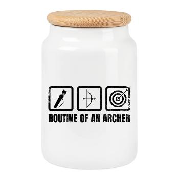 Archer routine - Cookie Jar with Wooden Lid - white - Front