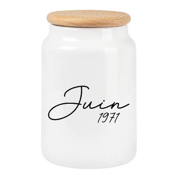 1971 Birthday June 1971 Gift June 1971 - Cookie Jar with Wooden Lid - white - Front