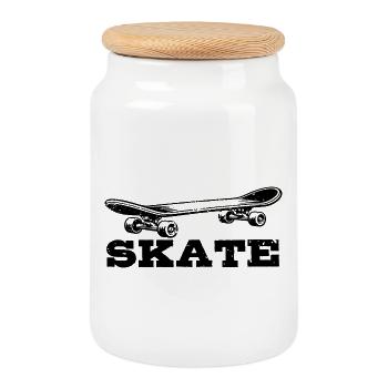 Skateboard | Skate | Skateboarder Geschenk - Keksdose mit Holzdeckel - Weiß - Vorne