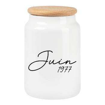 1977 Anniversaire Juin 1977 cadeau Juin 1977  - Boîte à biscuits avec couvercle en bois - blanc - Devant