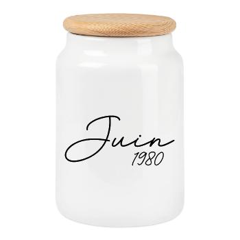 1980 Birthday June 1980 Gift June 1980 - Cookie Jar with Wooden Lid - white - Front