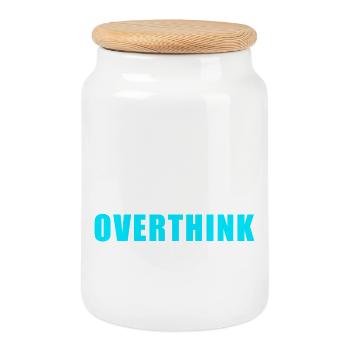 Born To Overthink – Humour drôle de chemise - Boîte à biscuits avec couvercle en bois - blanc - Devant