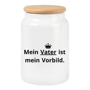 Papa Vorbild: Mein Held im Leben. - Keksdose mit Holzdeckel - Weiß - Vorne