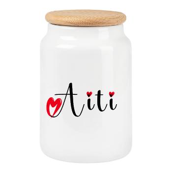 Herzlichen Glückwunsch zum Geburtstag Mama Rotes Herz Liebe Mütter Aiti - Keksdose mit Holzdeckel - Weiß - Vorne