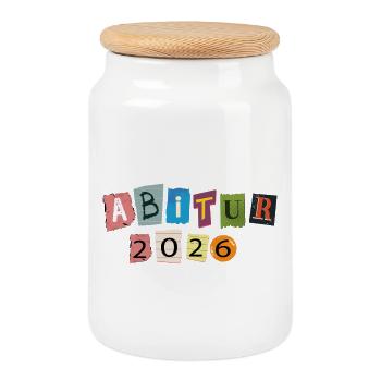 Abitur 2026 - Keksdose mit Holzdeckel - Weiß - Vorne