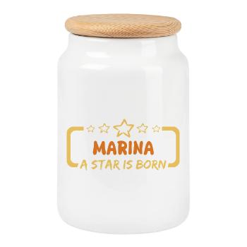 Dire Marina - Boîte à biscuits avec couvercle en bois - blanc - Devant