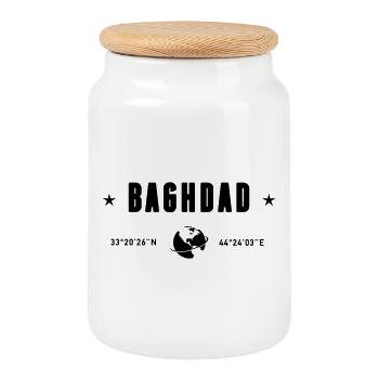 Bagdad, Irak Coordonnées Planète Terre - Boîte à biscuits avec couvercle en bois - blanc - Devant