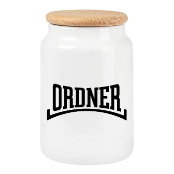 Ordner (Ordnung / Security / Black) - Keksdose mit Holzdeckel - Weiß - Vorne