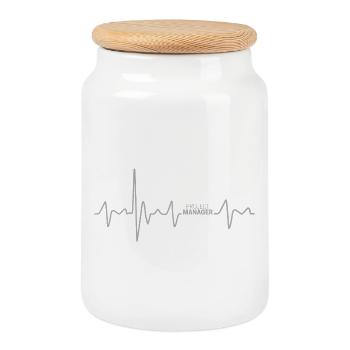 Project Manager Heartbeat Project Manager Design - Cookie Jar with Wooden Lid - white - Front