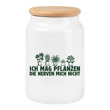 Ich mag Pflanzen die nerven nicht Hobbygärtner - Keksdose mit Holzdeckel - Weiß - Vorne