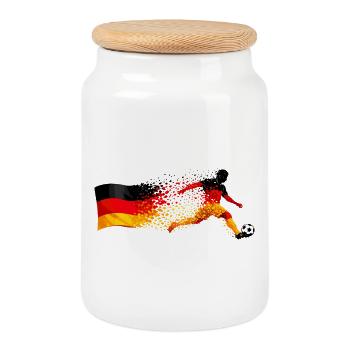 Deutschland Fußball Shirt – Germany Soccer - Cookie Jar with Wooden Lid - white - Front
