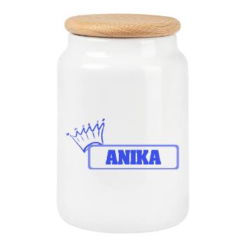 Tochter Anika - Keksdose mit Holzdeckel - Weiß - Vorne