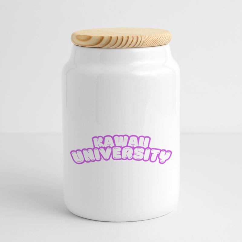 Kawaii University Boîte à biscuits avec couvercle en bois