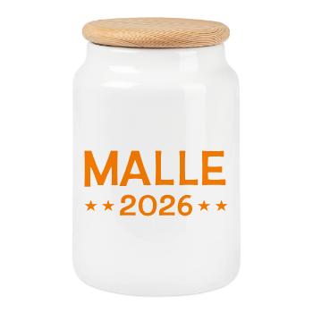 Malle 2026 - Cookie Jar with Wooden Lid - white - Front