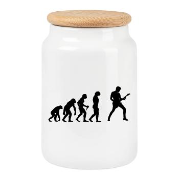 Gift idea for the guitarist with guitar playing - Cookie Jar with Wooden Lid - white - Front