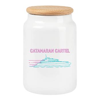 Synthwave Catamaran Cartel - Cookie Jar with Wooden Lid - white - Front